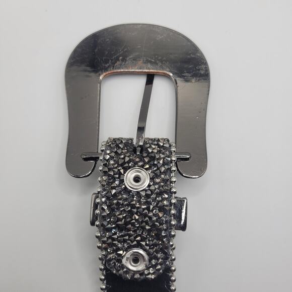 Silver Rhinestone Western Belt Large XL Leather Bling Cowgirl Rodeo Sparkly main image 4